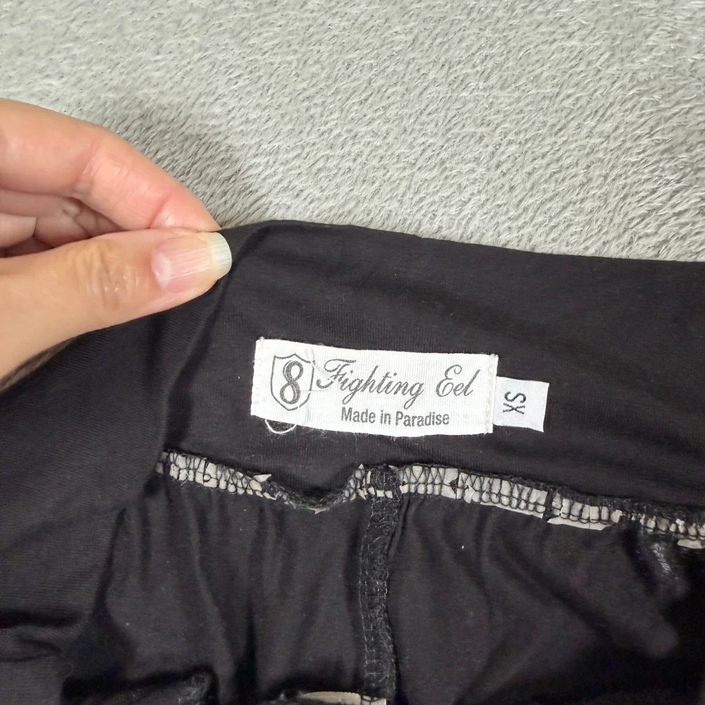 Fighting Eel Jogger Pants Women XS Black Rayon Spandex Stretch Tapered Leg